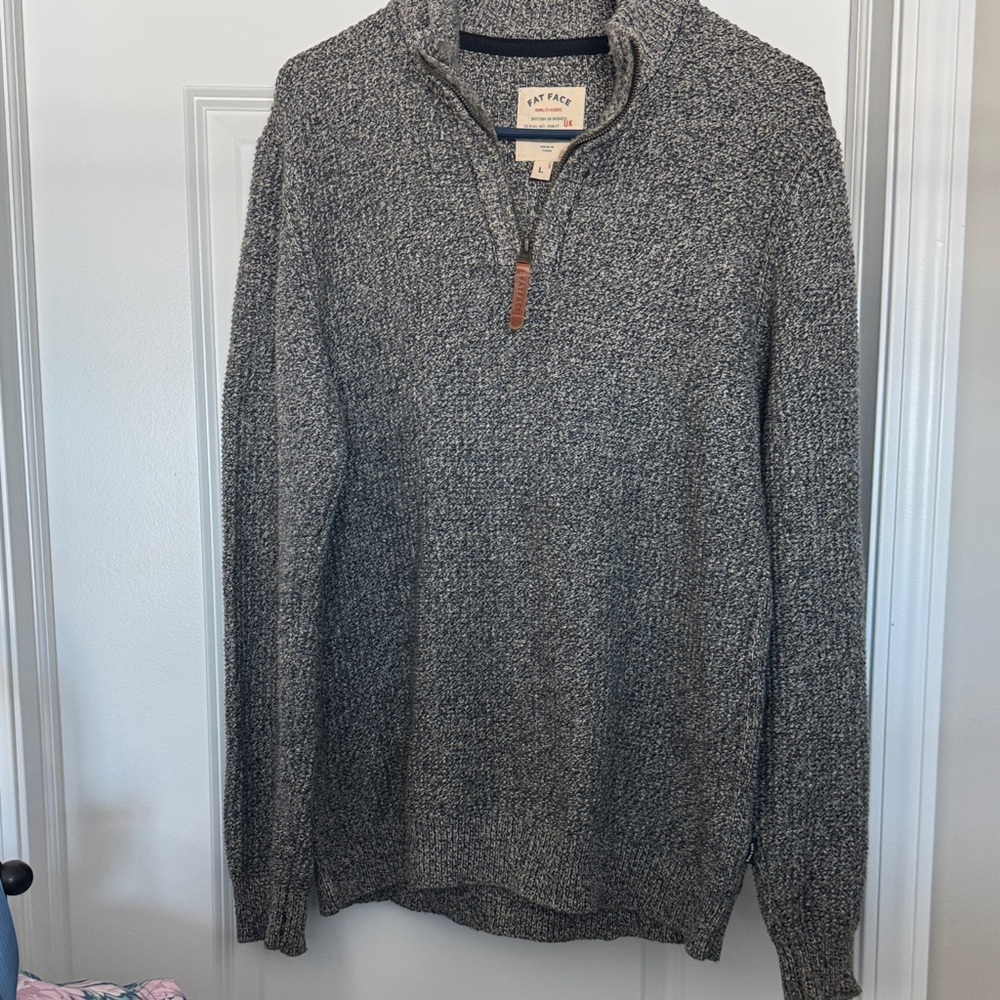 Fat Face Men's Zip Up Gray Sweater